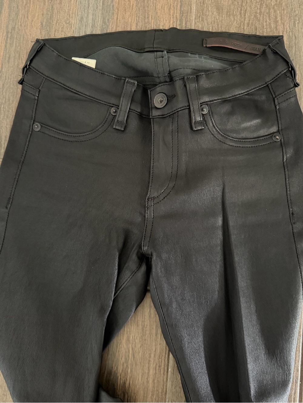 Rag & Bone Low Rise Black Women's lamb leather Skinny Jeans